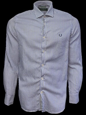 Fred Perry men's casual shirt super slim fit check blue 1724 size L