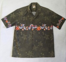 Mens Winnie Fashion Hawaiian short sleeve shirt cotton 2XL floral green motocycl