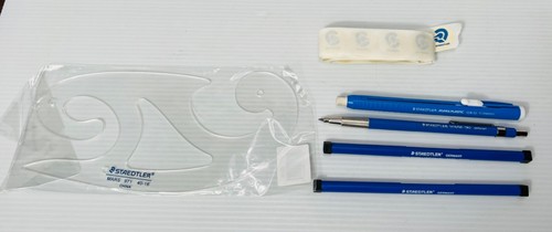 Staedtler mechanical pencil Lot Mars 780 w/ 2 tubes of Leads, Eraser & stencil - Picture 5 of 5