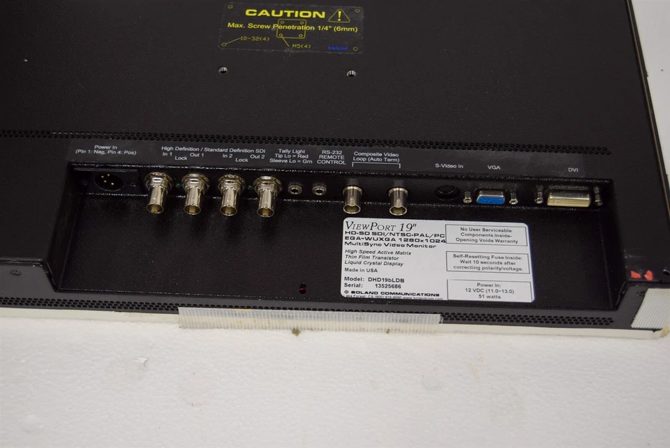 Boland ViewPort 19" HD-SD SDI/NTSC-PAL/PC EGA-WUXGA LCD Monitor (S25) - Image 2 of 2