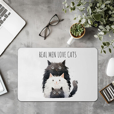 Personalisierte individuelle Mausmatte, Mauspad, echte Männer lieben Katzen, süßes entzückendes Geschenk