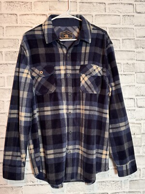Freedom Foundry Button Down Long Sleeve Blue Flannel Shirt Men's LG