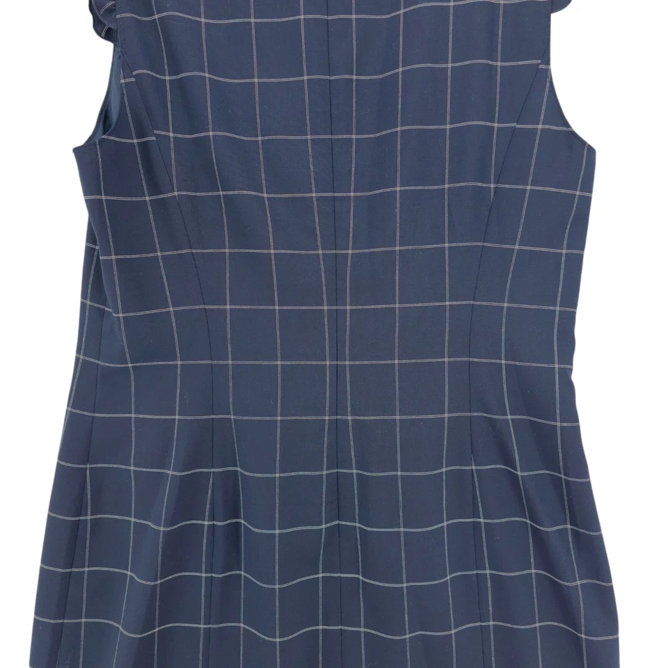 NUEVO CON ETIQUETAS BROOKS BROTHERS Vestido Mezcla de Lana Azul Marino Cuadros Borde con Volantes Talla 14 Foto 4 de 4
