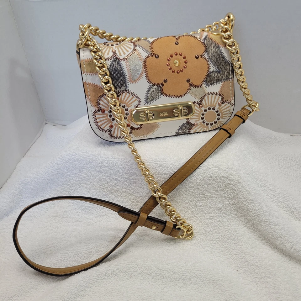 Bolso de hombro Coach Swagger con retazos de rosas de té y detalle de piel de serpiente 24968 Foto 3 de 4