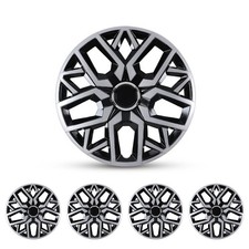 17 Inch Universal Hubcaps For Steel Wheel Rims Snap On Set Of 4 Black Silver