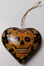 Sugar Skull Heart Holiday Ornament Dia De La Muerta Day Of The Dead