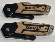 KOBALT 5300916 - Folding Wood Handle Utility Knife Lot of 2 - EUC