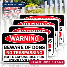 Beware of Dog Signs 4 Pcs 12" x 8" Rust-Proof Dog Warning Sign No Trespassing Si