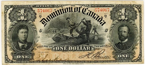 1898 Dominion of Canada $1 Banknote - DC13c - VF - SN: 574067