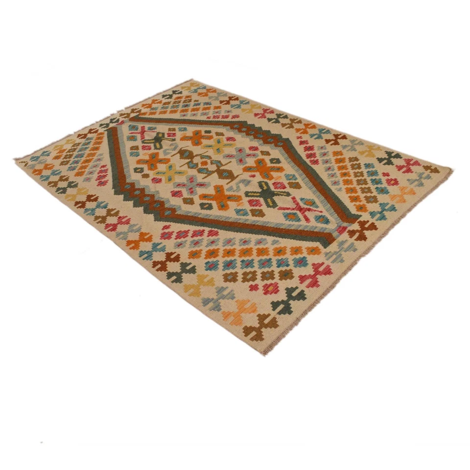 Amazing Hand Knotted Vintage Turkish Kilim Kilm Wool Area Rug 6 x 4.2 ft - Image 4 of 4