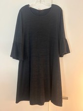 Gap Black Swing Dress Size Large Bell Sleeve Pullover Athleisure Cozy Soft