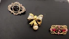 Three Vintage Costume Fashion Jewelry Brooches Lot of 3