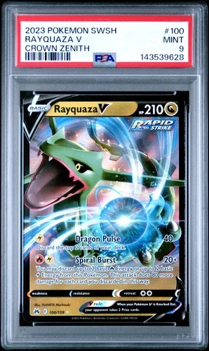2023 POKEMON SWORD & SHIELD CROWN ZENITH #100 RAYQUAZA V PSA 9