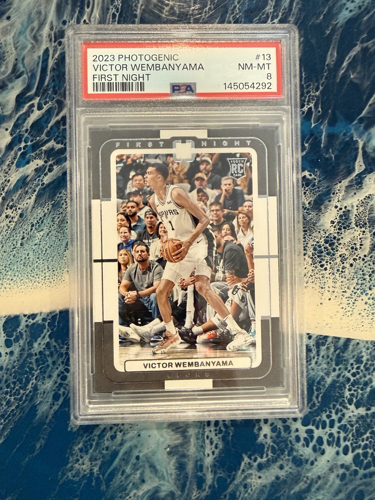 2023-24 Panini Photogenic Victor Wembanyama PSA 8 First Night Rookie RC Spurs 13