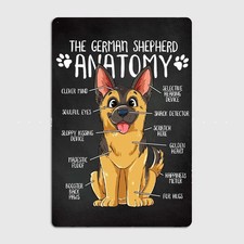 Anatomy of a German Shepherd Dog Mural Tin Metal Signs Home D cor 8x12