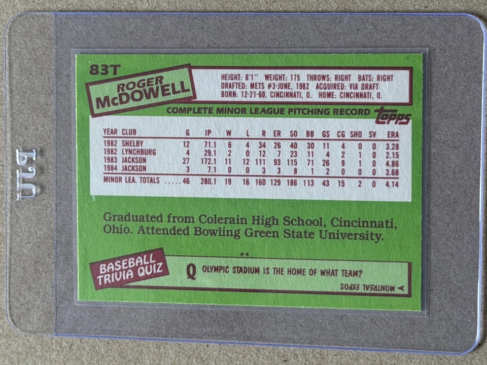 Topps Roger McDowell Collection Rookie 1986-1989 #547 casi nuevo-como nuevo++envío gratuito Foto 2 de 3