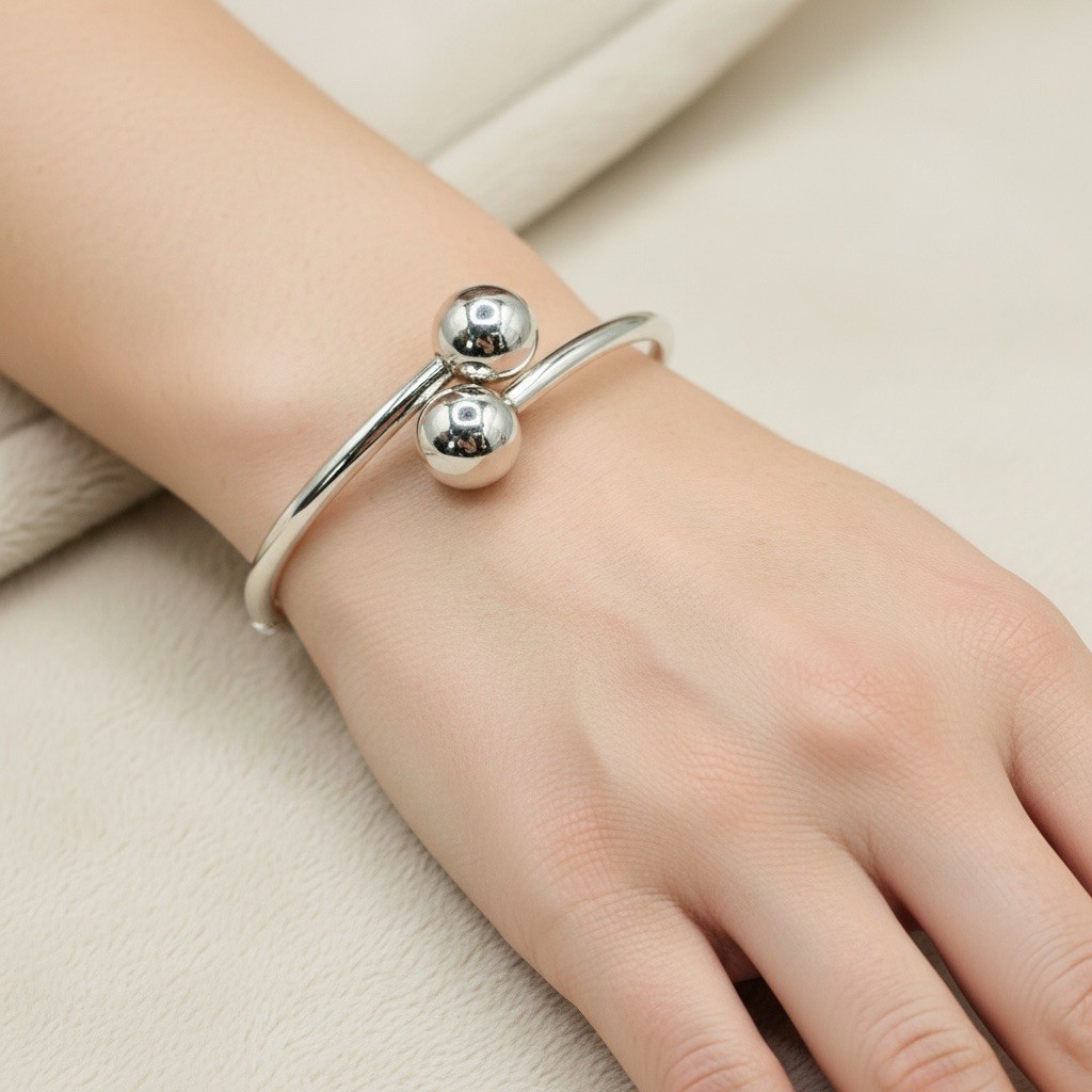 ATI Solid Bypass Double Ball Hinged Bangle Bracel… - image 2