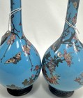Pr. Japanese Antique Meiji Vases w/ Birds Chrysanthemums Butterflies 12” As Is — photo 4
