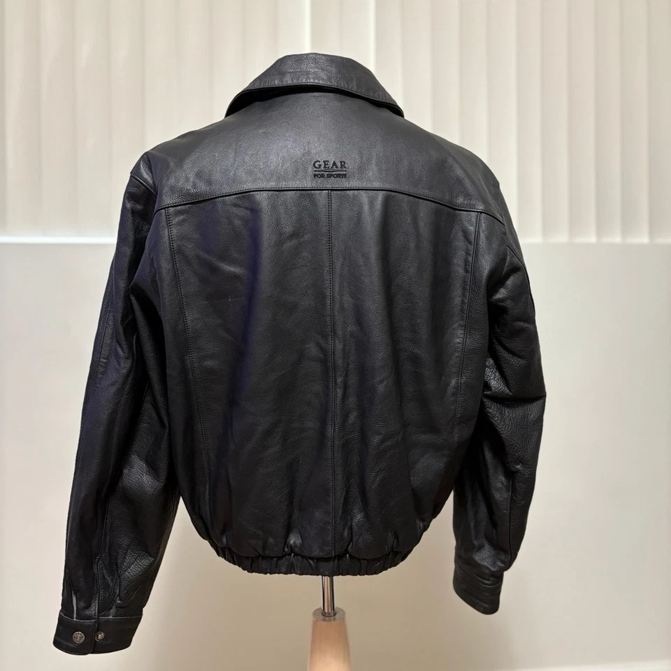 Vintage Gear for Sports BMW Black Leather Biker Motorcycle FullZip Jacket Medium - Image 3 of 4