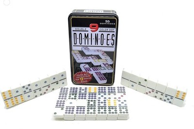Domino, Metallbox, 9 Farben, Set 55, Domino, 55 Teile