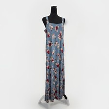 LOFT Women’s Tiered Maxi Floral Dress Dusty Blue Smocked Boho Size Large