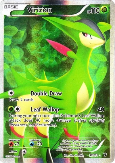 Damaged, English Pokemon Holo Virizion - 97/101 - Full Art Ultra Rare BW - Noble