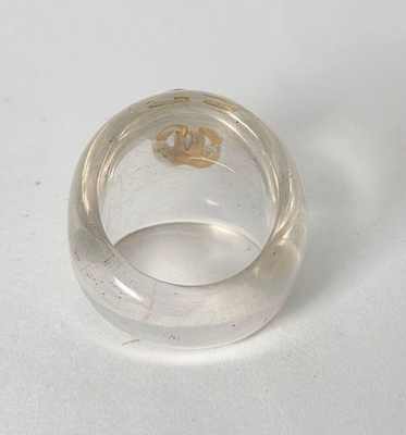 Chanel Plastic Ring Coco Mark Transparent Gold CC Logo JP12-13 US6