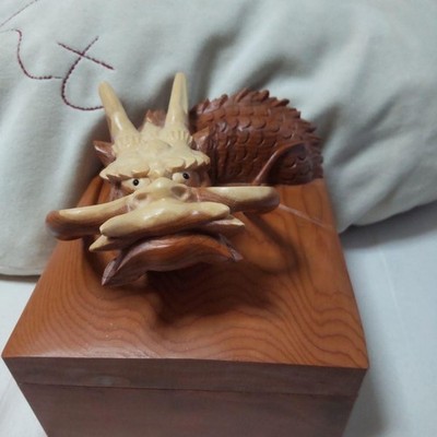 Hida Takayama Taniguchi Carved Dragon Box 4.5cm Used Brand New From Japan