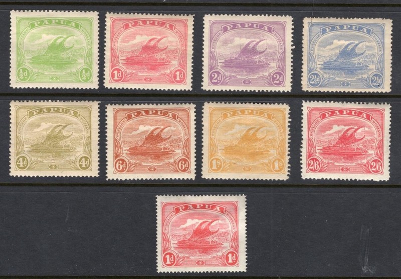 Papua 1911-15 Complete Wmk Single Line A Set  - OG MH - Sc# 50-59  SCV $105.25