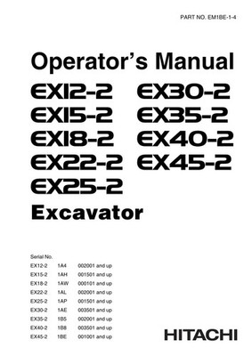 HITACHI EX12-2 EX15-2 EX18-2 EX22-2 EX25-2 EX30-2 EX35-2 EX40-2 EX45-2 EXCAVATOR