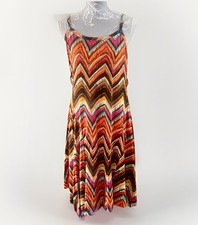 Colourful Aztec Stripe Sleeveless Summer Midi Dress Fits Size 12 Boho Hippie