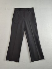 Mango Women Dress Pant 2 Black Straight Wide Leg Hook & Eye High Rise Flat Front