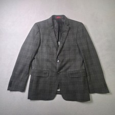 John Varvatos USA Blazer Mens 38 R Gray Plaid Viscose Blend 2 Button Sport Coat