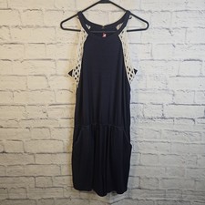 Lilly Pulitzer Lala Romper With Crochet Trim Size Medium Navy