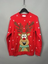 REINDEER CHRISTMAS Jumper - Size Small - Red - Great Condition - Men s