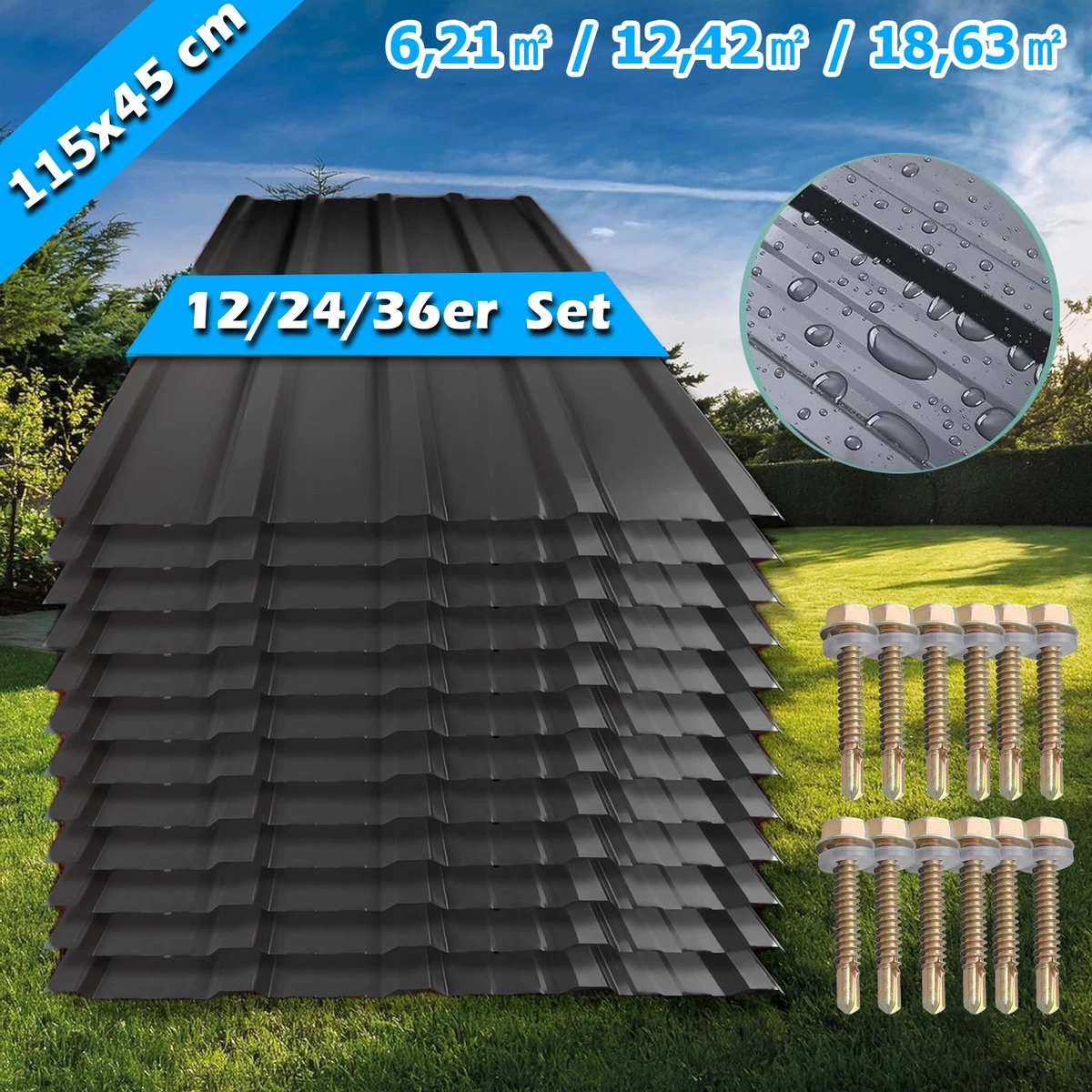 Color-Head - Viti Per Lamiera Trapezoidale, 100 Pezzi, Colore Bianco, 4,8 X 60 Mm, Viti Autofilettanti Con Rondella EPDM, Viti Per Tetto Zincate Per - Foto 6