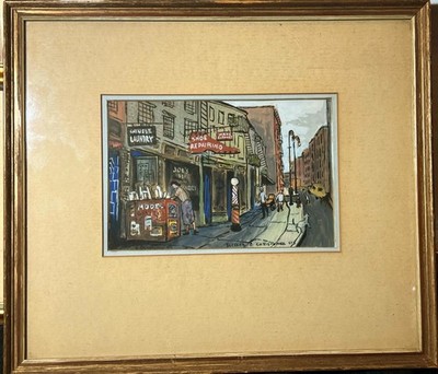 American Painting Art Greenwich Village New York Cityscape Landscape 1953 Signed