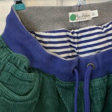 Mini Boden Boys Green Corduroy Pants Elastic Waist Drawstring Pockets 12Y Blue