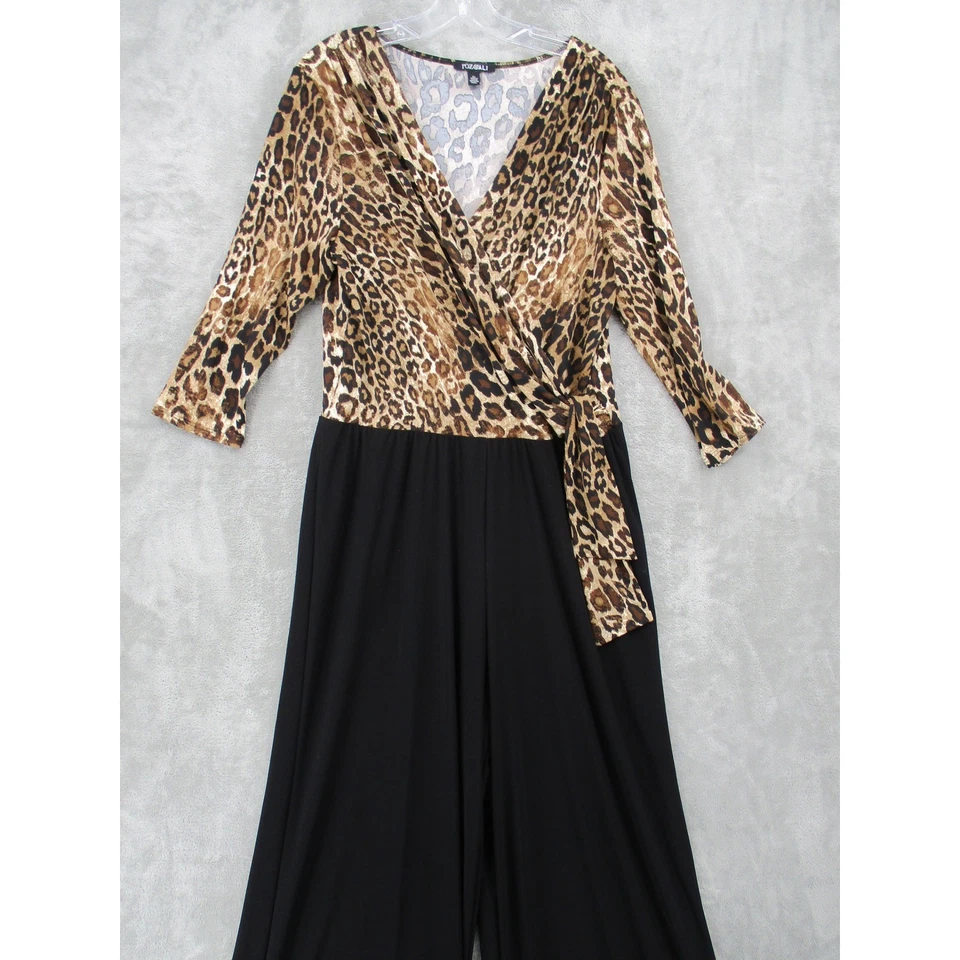 Mono ROZ ALI XL Estampado de Leopardo Imitación Envoltura Pierna Ancha Elastizado Tejido Evento Corbata Lateral Foto 3 de 4