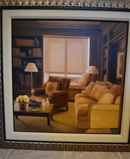 Robert K. White "In the Den" Oil on Canvas frame included VGC