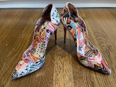CHRISTIAN LOUBOUTIN Hot Chick Graphic Love Red Sole Pumps 36.5EU/6.5B