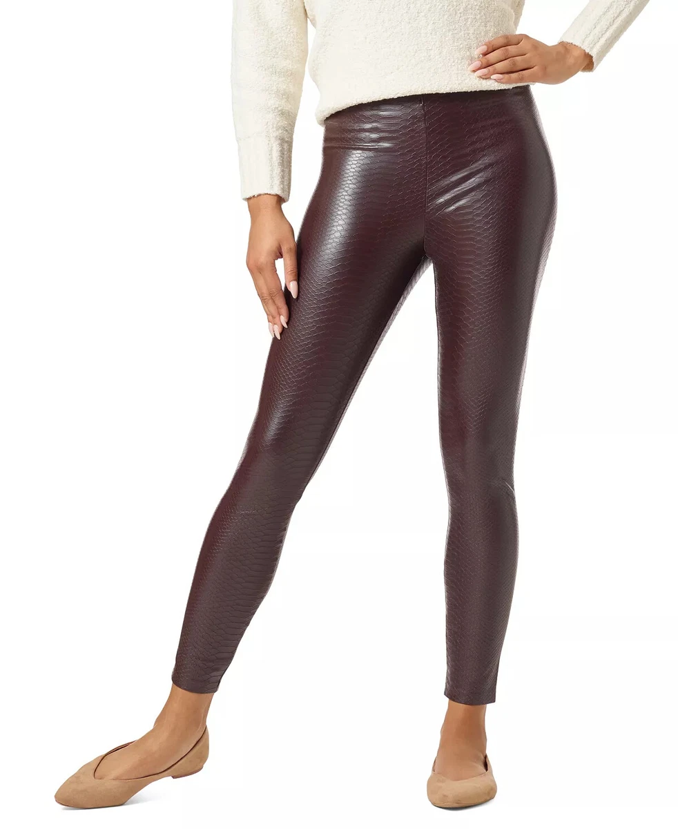 HUE Leatherette Leggings Croc Embossed High Rise Chocolate Plum XS $58 -  NWT