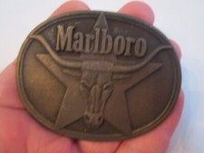 1987 PHILIP MORRIS "MARLBORO" BELT BUCKLE - SOLID BRASS - 3 1/4" X 2 1/2" - CR