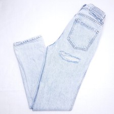 Revice Tapered Leg Denim Jeans Size 26 Distressed USA MADE Button Fly Light Wash