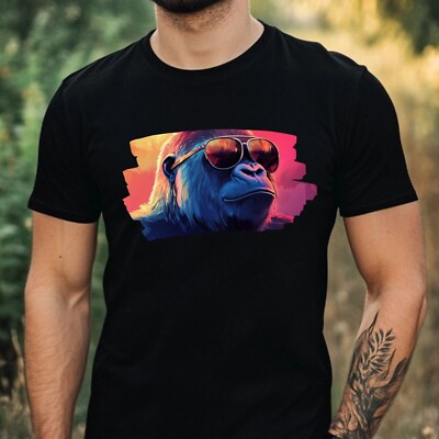 Mens Gorilla Sunglasses Print Cotton T-Shirt Size XS to 5XL