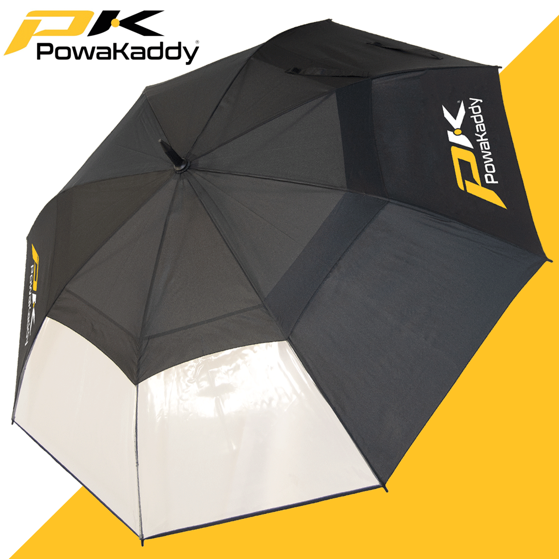 POWAKADDY CLEARVIEW 64"" DUAL CANOPY AUTO OPEN / CLEAR VISION PANEL GOLF UMBRELLA