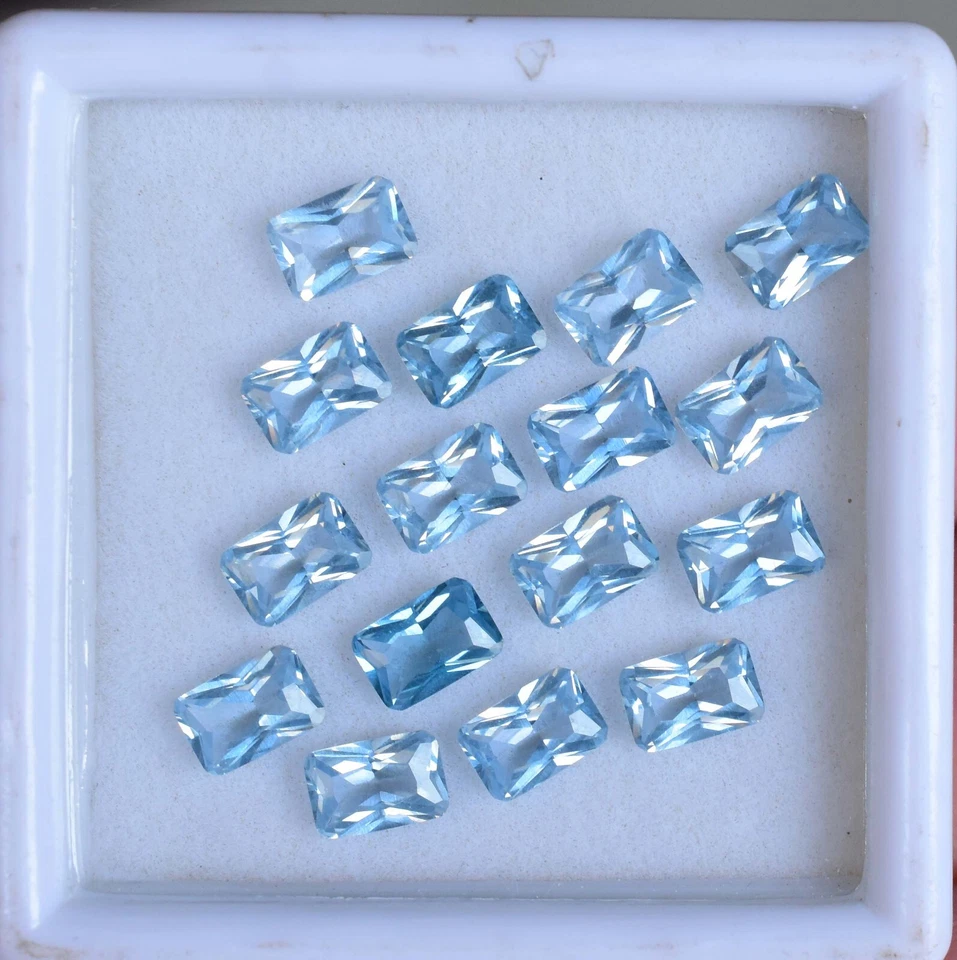 Piedras preciosas sueltas certificadas cuadradas 16 piezas aguamarina azul natural 5 x 5 mm AAA+ Foto 3 de 4
