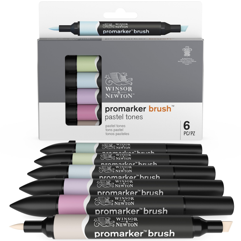 Winsor & Newton Promarker Brush Pastel Tone Set (6pc)