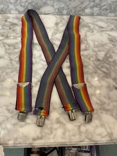 Vintage Rainbow Pride Suspenders Mork Mindy Ork Clown 2" Wide LGBTQ 70s 80s