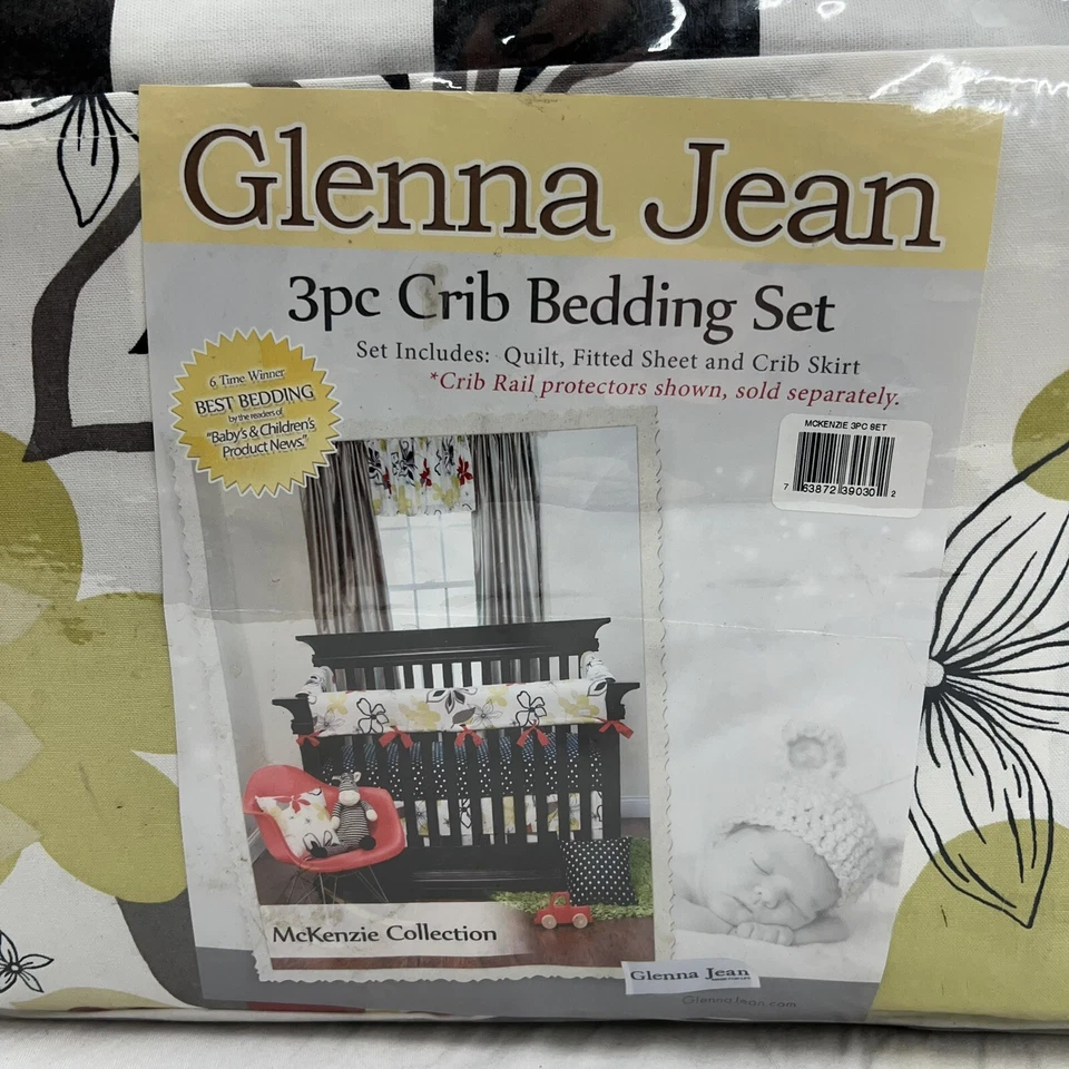 Conjunto de roupa de cama para berço Glenna Jean McKenzie 3 peças HTF novo em folha fora de produção - Imagem 2 de 4